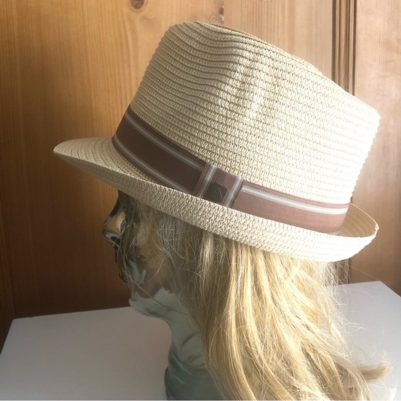 Unisex fedora with brown and white grosgrain ribbon band - Picture 5 of 8